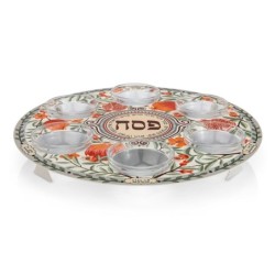 Passover Seder Plate with Floral & Pomegranate Design by Dorit Judaica