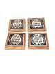 Set of 4 Olive Wood & Armenian Ceramic Coasters - Shalom