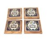 Set of 4 Olive Wood & Armenian Ceramic Coasters - Shalom