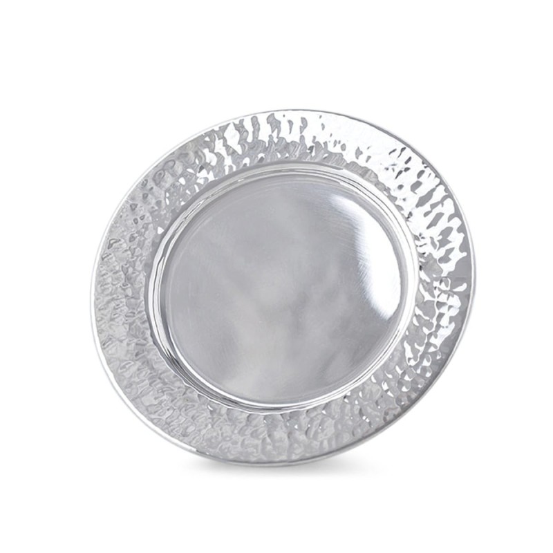 Bier Judaica Handcrafted Sterling Silver Plate For Kiddush Cup With Ha