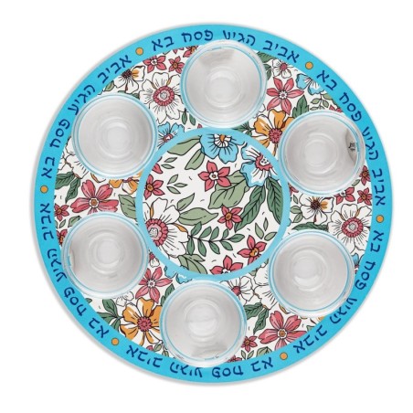 Passover Seder Plate With Flower Design By Dorit Judaica