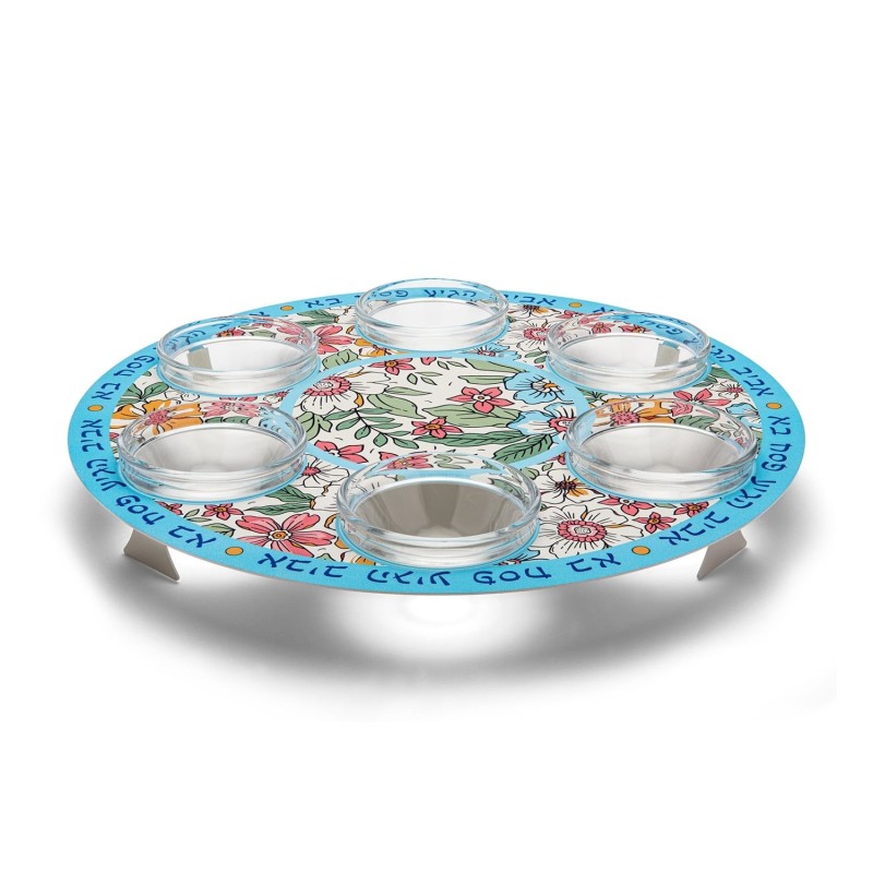 Passover Seder Plate With Flower Design By Dorit Judaica