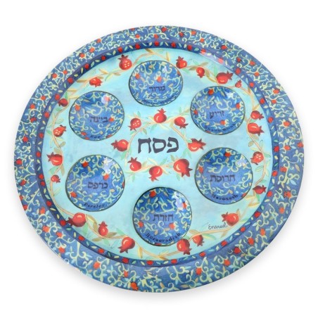 Hand Painted Aluminum Seder Plate by Yair Emanuel