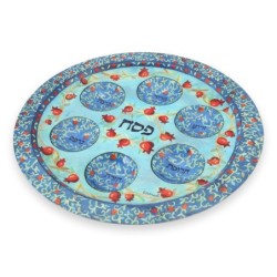Hand Painted Aluminum Seder Plate by Yair Emanuel
