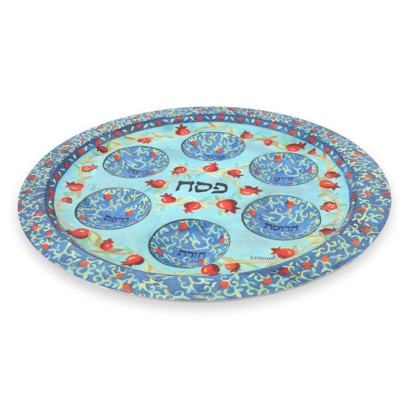 Hand Painted Aluminum Seder Plate by Yair Emanuel
