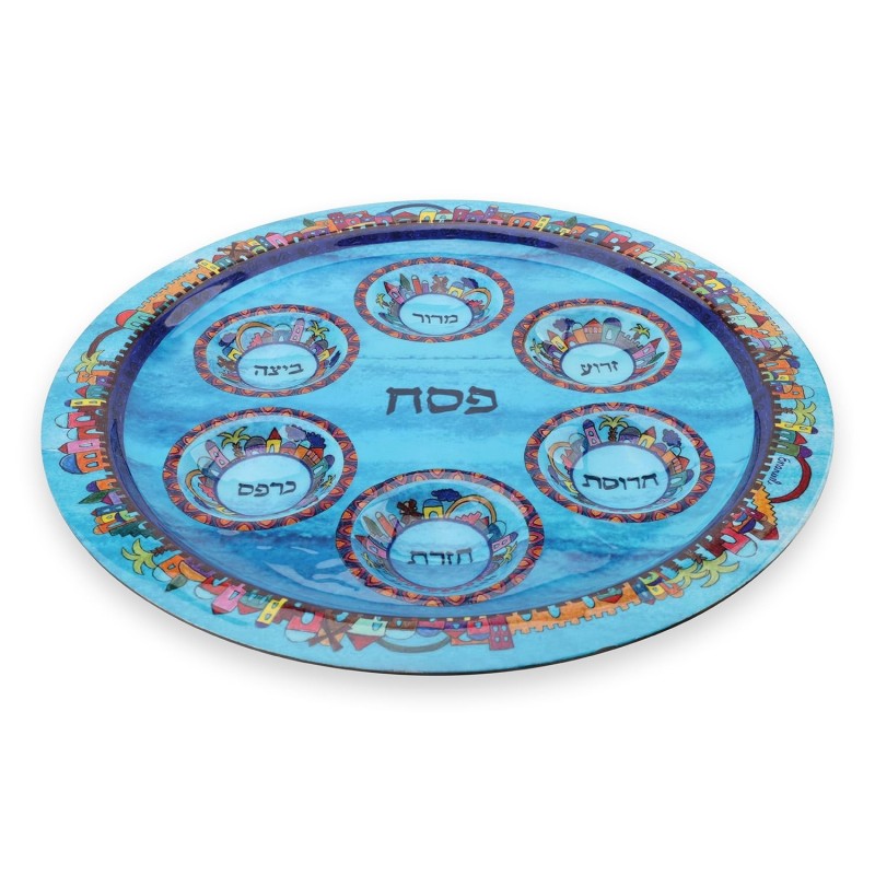 Hand Painted Aluminum Seder Plate by Yair Emanuel