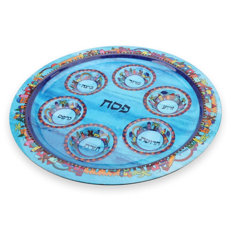 Hand Painted Aluminum Seder Plate by Yair Emanuel