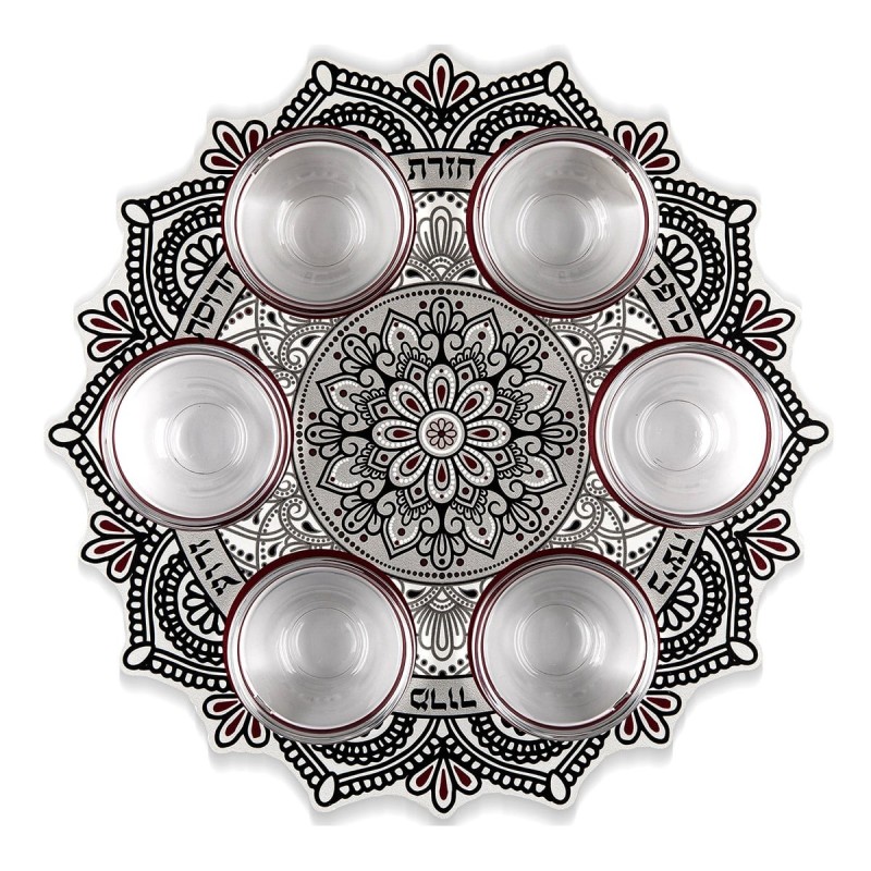 Seder Plate With Floral Mandala Design By Dorit Judaica