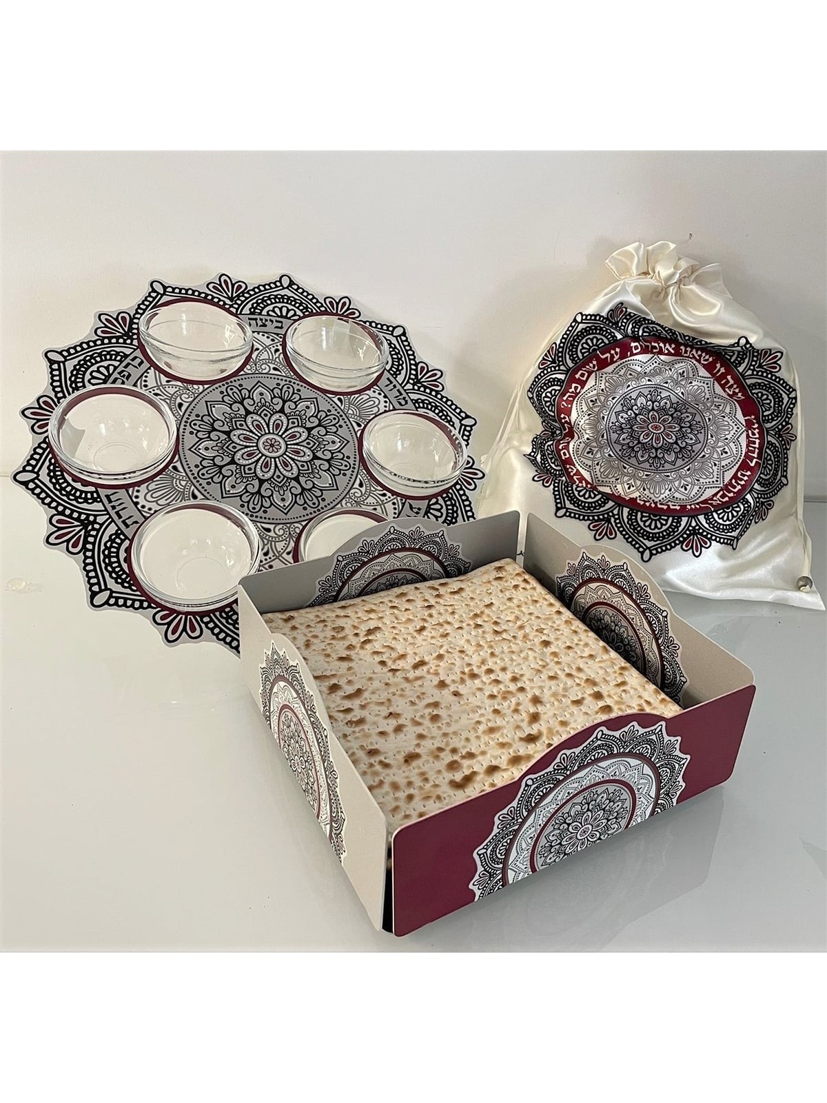 Seder Plate With Floral Mandala Design By Dorit Judaica