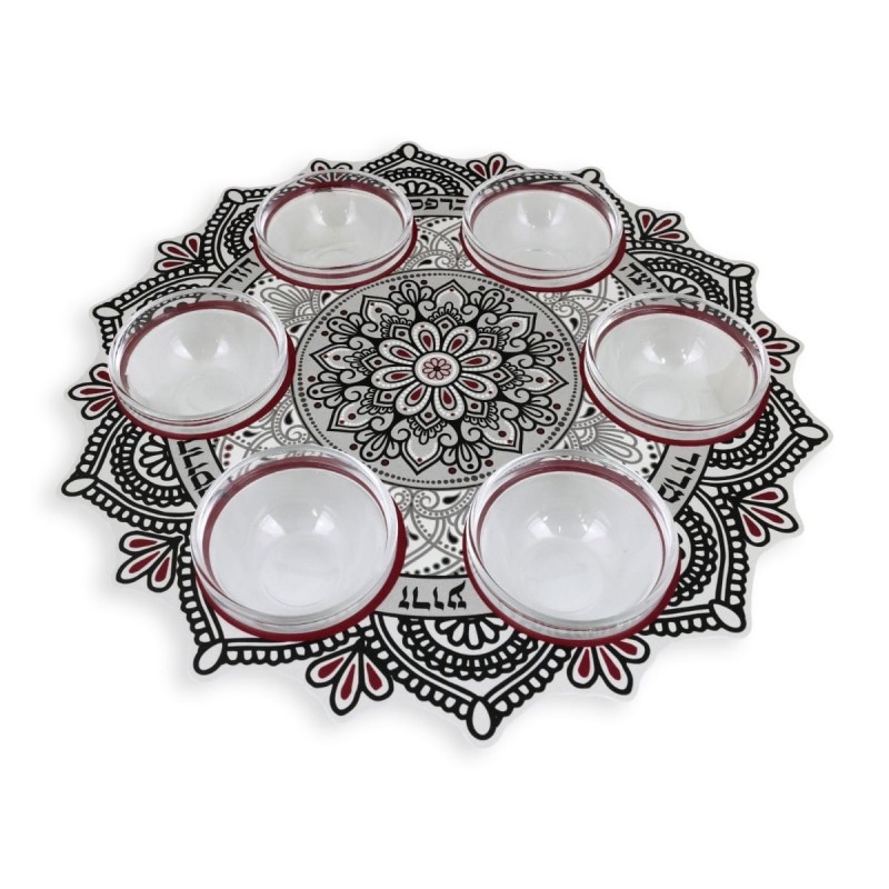 Seder Plate With Floral Mandala Design By Dorit Judaica