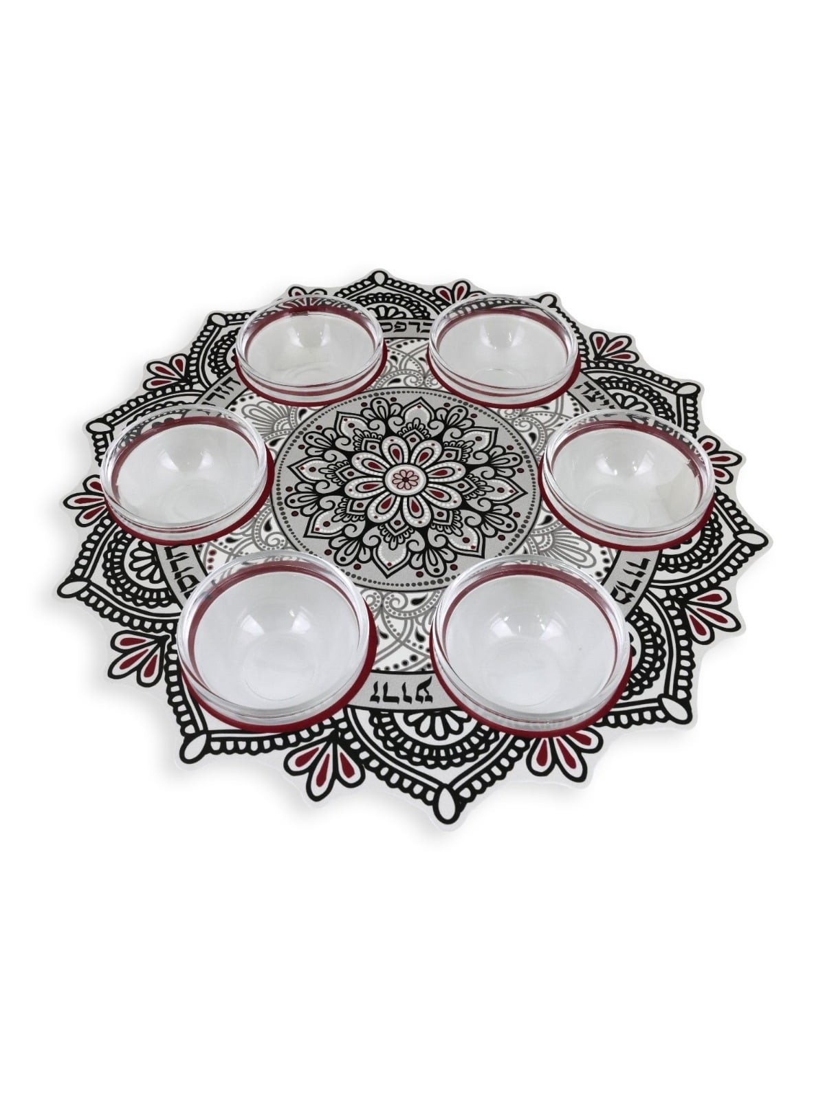 Seder Plate With Floral Mandala Design By Dorit Judaica