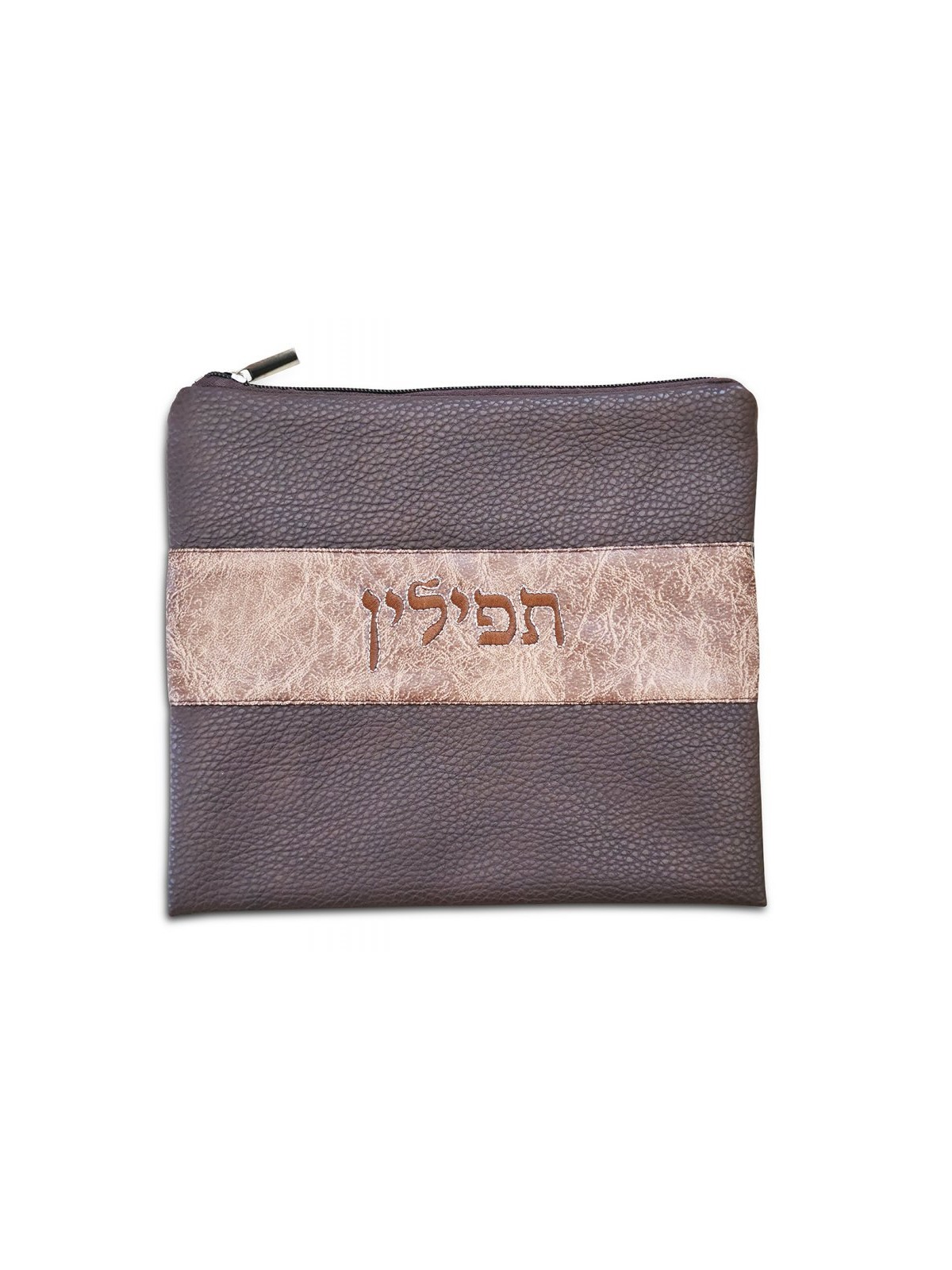 Two Tone Chocolate Brown Faux Leather Talli... | Talit & Tefillin Bags
