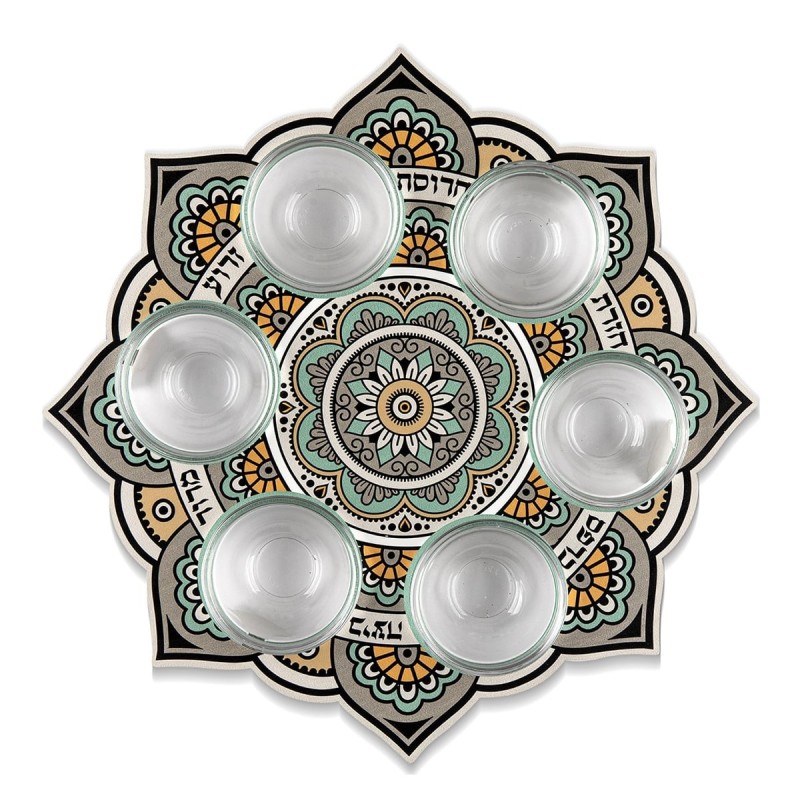 Seder Plate With Arabesque Mandala Design By Dorit Judaica