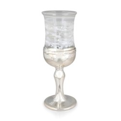 Coupe de Kiddouch en verre blanc fait à la main et plaqué argent sterling