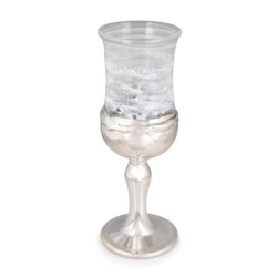 Handmade White Glass and Sterling Silver-Plated Kiddush Cup