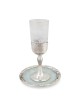 Coupe de Kiddouch en verre blanc fait à la main et plaqué argent sterling