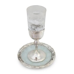 Handmade White Glass and Sterling Silver-Plated Kiddush Cup