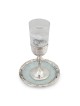 Coupe de Kiddouch en verre blanc fait à la main et plaqué argent sterling
