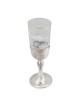 Coupe de Kiddouch en verre blanc fait à la main et plaqué argent sterling