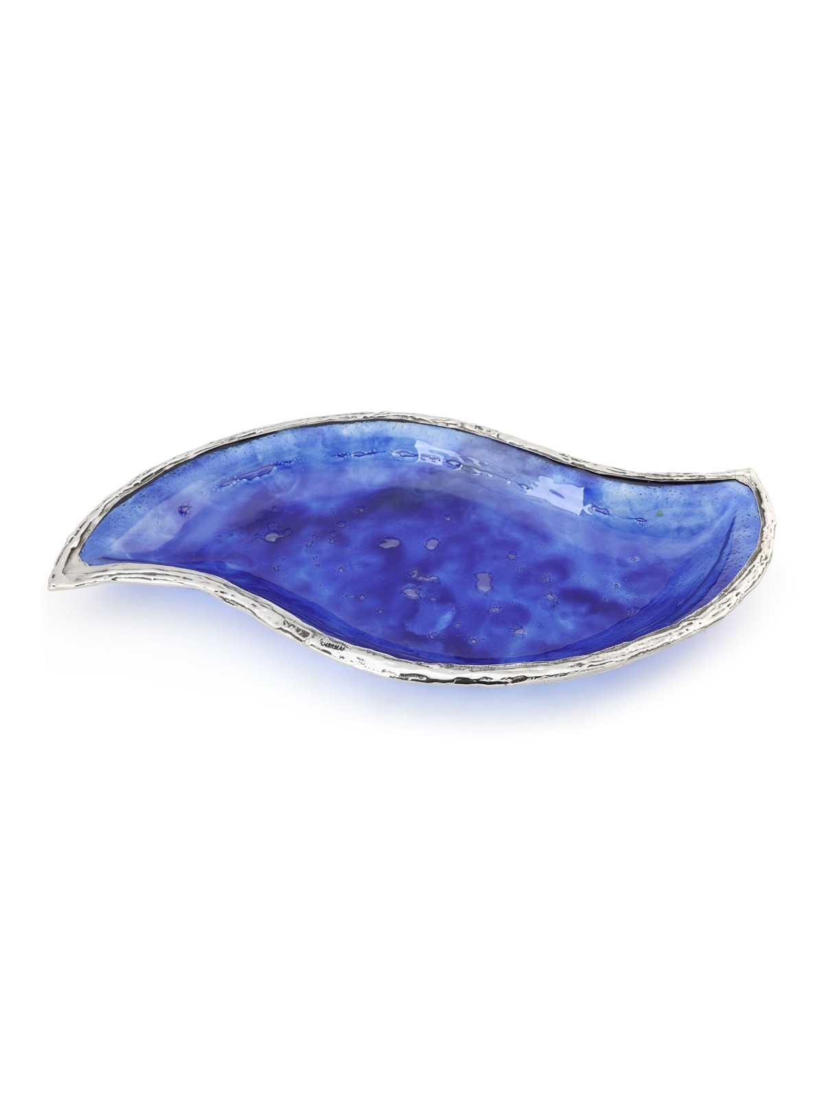 Handcrafted Sterling Silver Plated Glass Wavy Serving Tray - Color Opt