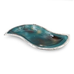 Handcrafted Sterling Silver Plated Glass Wavy Serving Tray - Color Opt