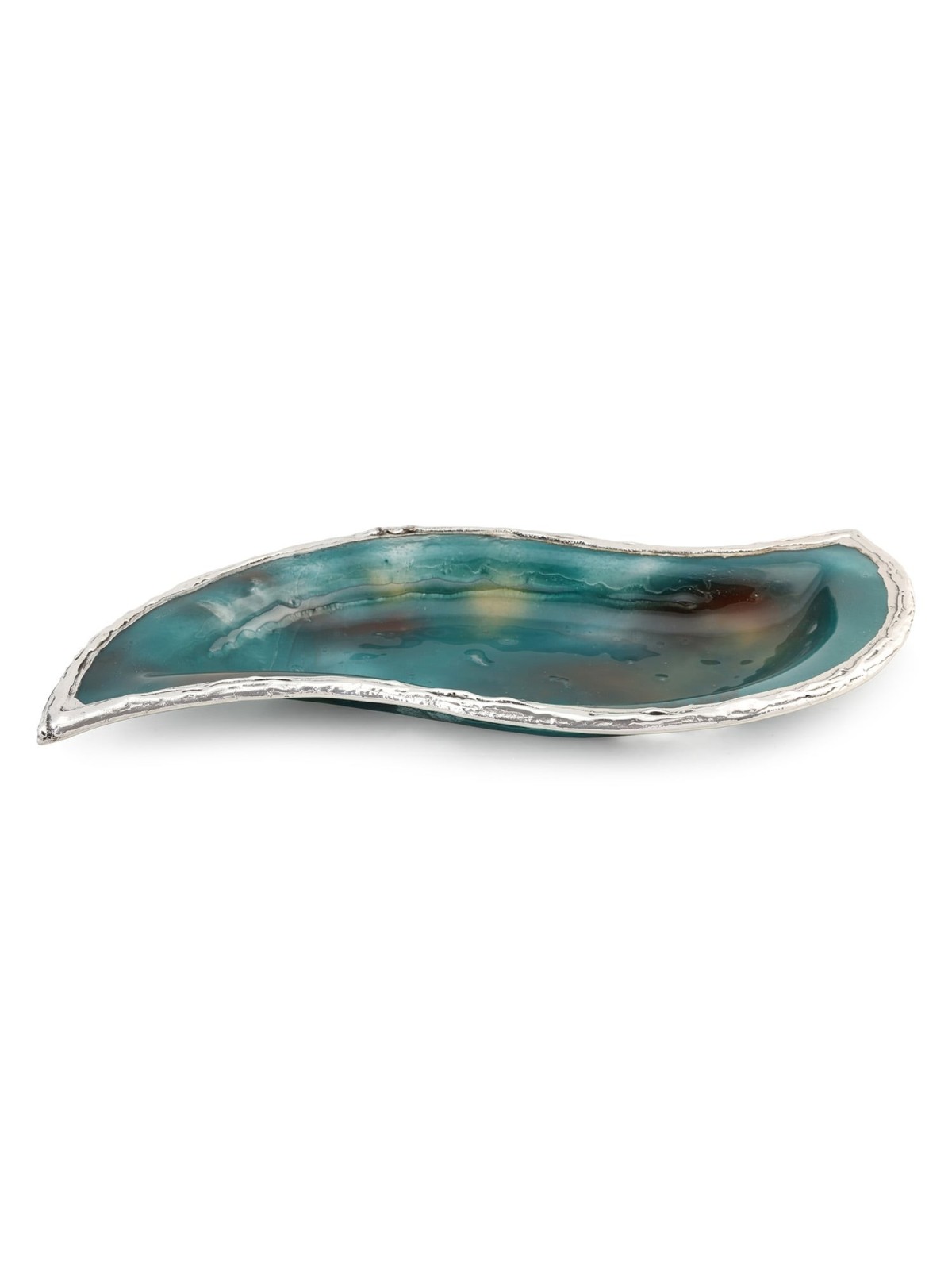 Handcrafted Sterling Silver Plated Glass Wavy Serving Tray - Color Opt