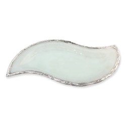 Handcrafted Sterling Silver Plated Glass Wavy Serving Tray - Color Opt