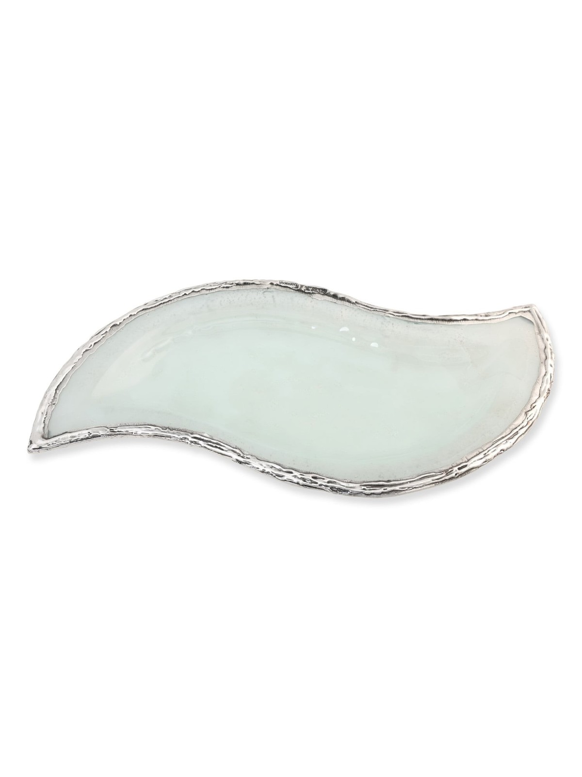 Handcrafted Sterling Silver Plated Glass Wavy Serving Tray - Color Opt