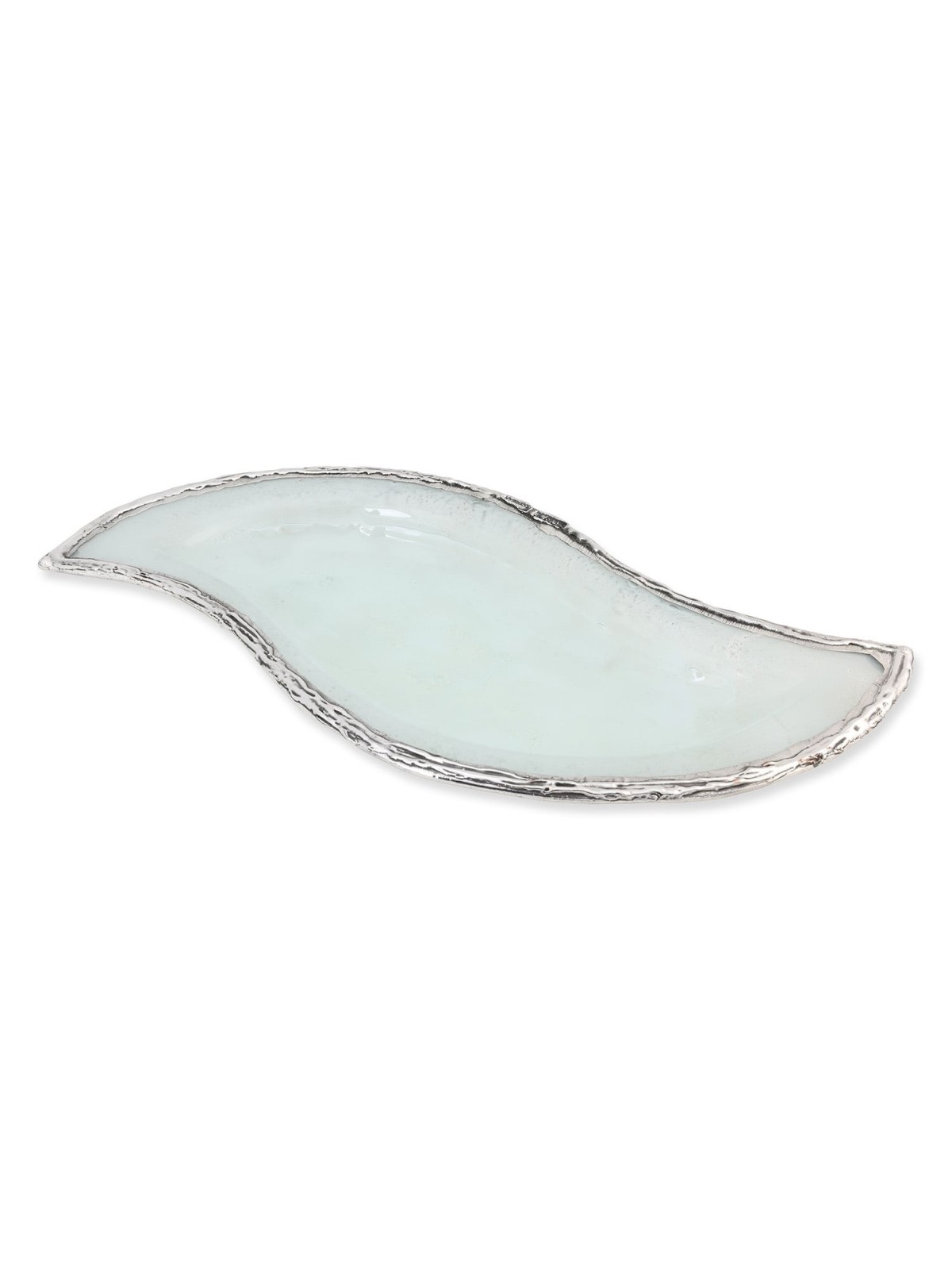 Handcrafted Sterling Silver Plated Glass Wavy Serving Tray - Color Opt