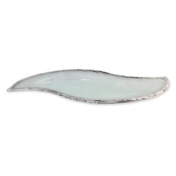 Handcrafted Sterling Silver Plated Glass Wavy Serving Tray - Color Opt