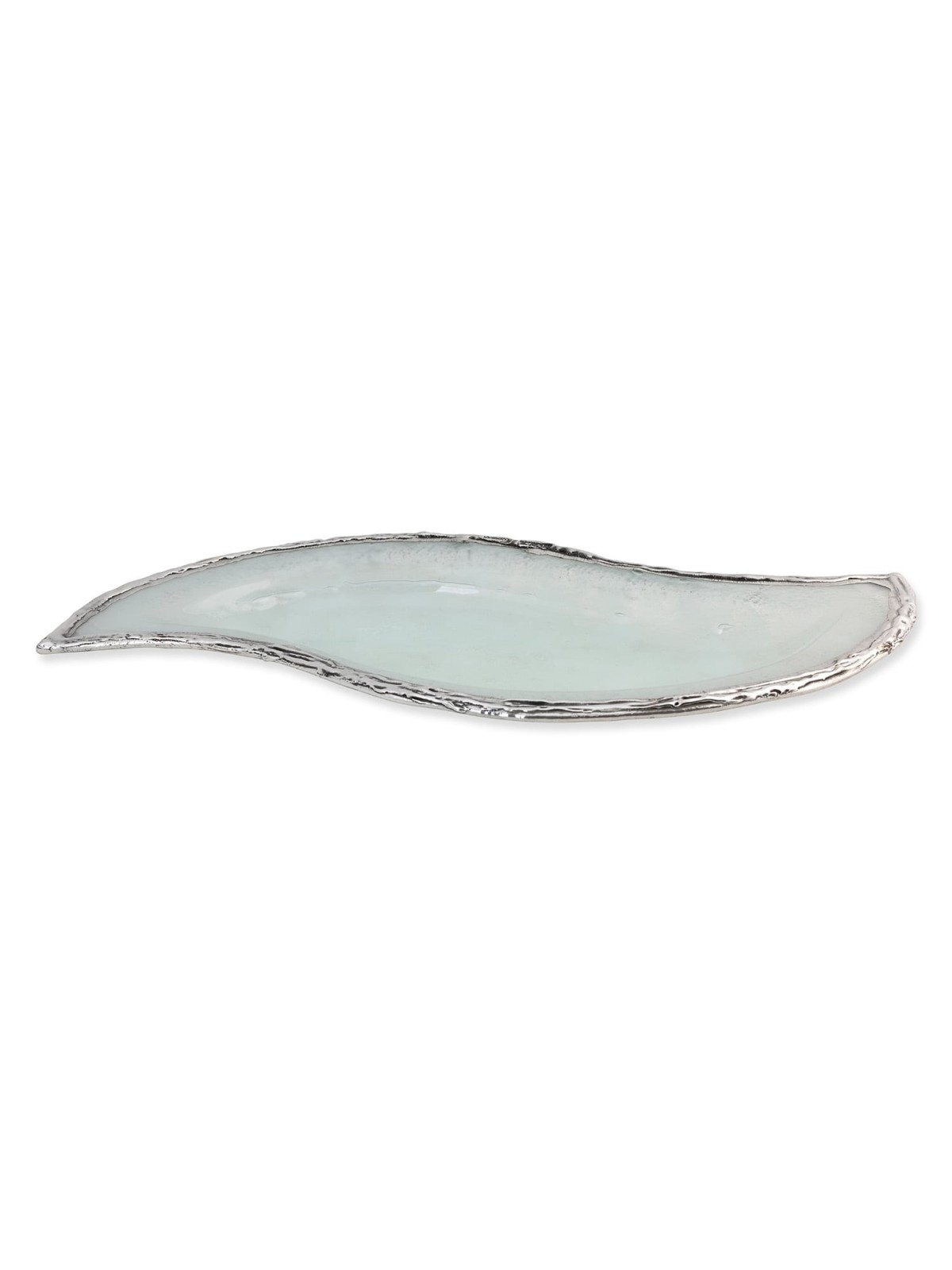 Handcrafted Sterling Silver Plated Glass Wavy Serving Tray - Color Opt