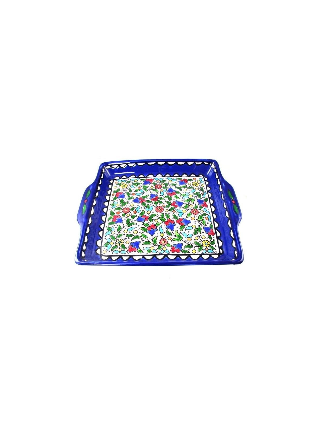 Armenian Ceramic Matzah Plate - Floral Motif