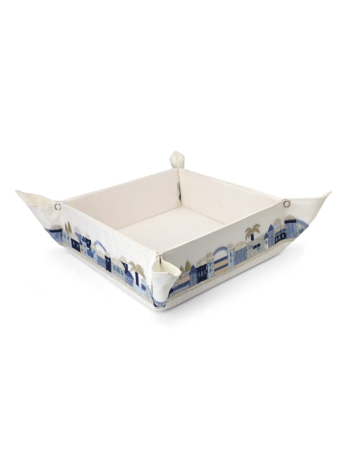 Yair Emanuel Embroidered Matzah Holder - Jerusalem Blue