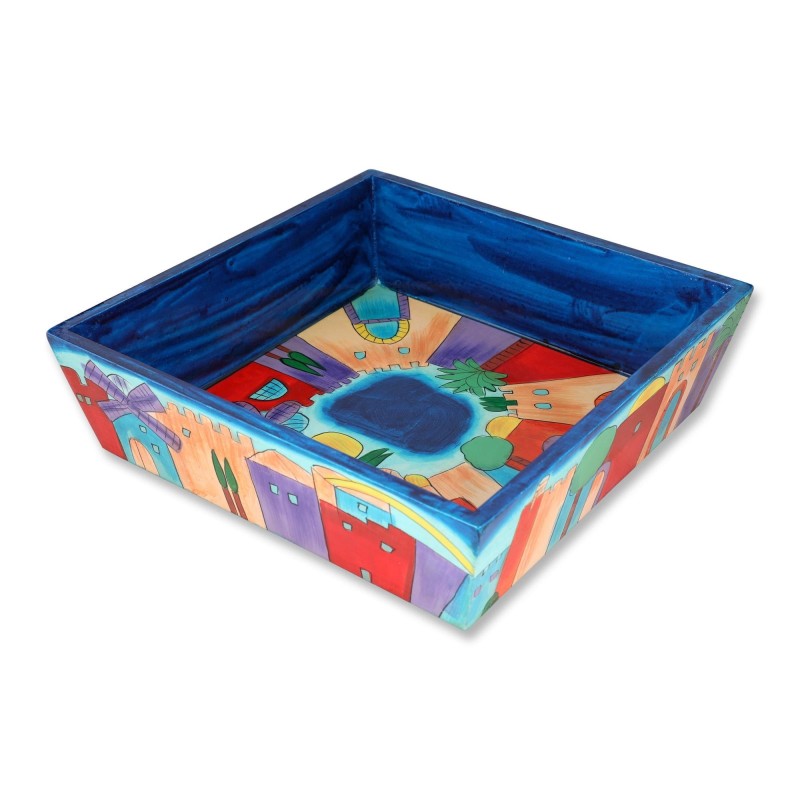 Yair Emanuel Wooden Matzah Tray - Jerusalem