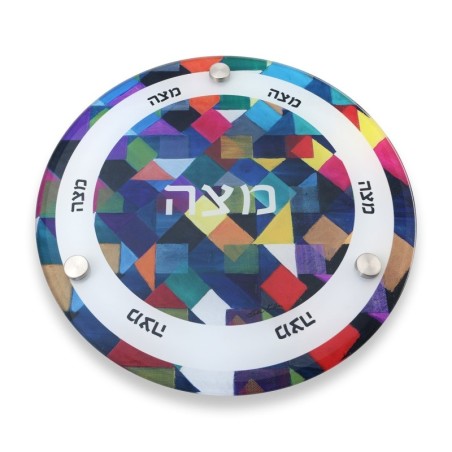 Jordana Klein Modern Cube Design Glass Matzah Plate