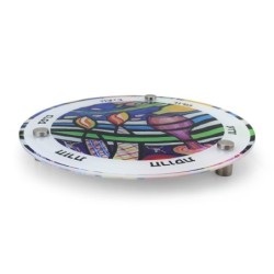 Jordana Klein Joyful Passover Glass Seder Plate with Jewish Symbols De