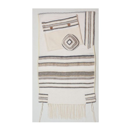 Weaving Creation Hand Woven White Tallit ... | Weaving Creation Tallit