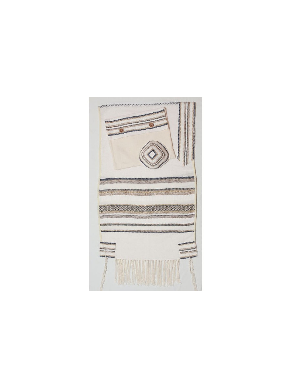 Weaving Creation Hand Woven White Tallit ... | Weaving Creation Tallit