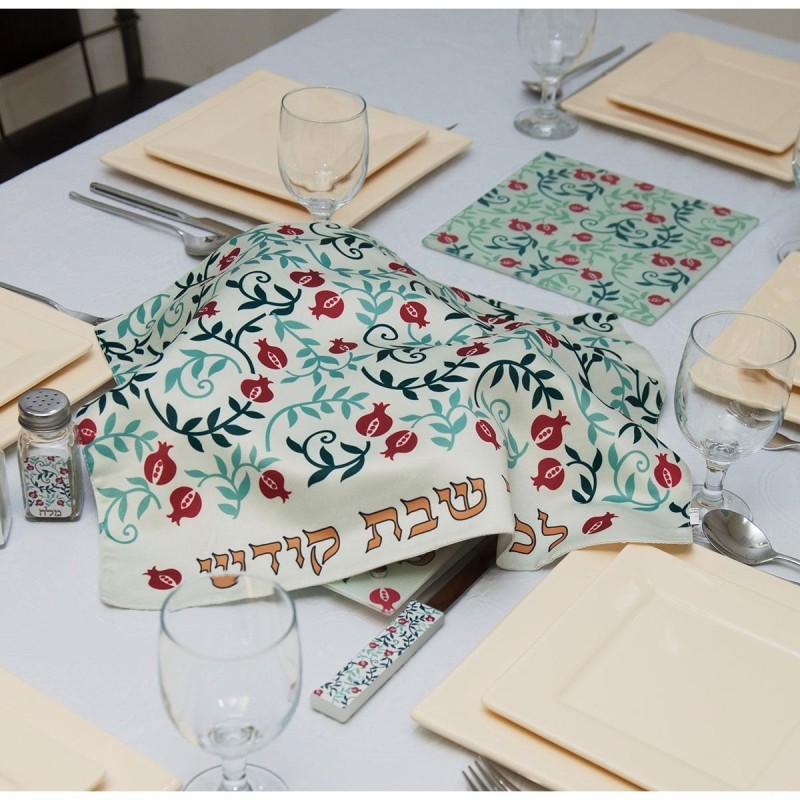 Dorit Judaica Tempered Glass Challah Board - Small Pomegranate Design