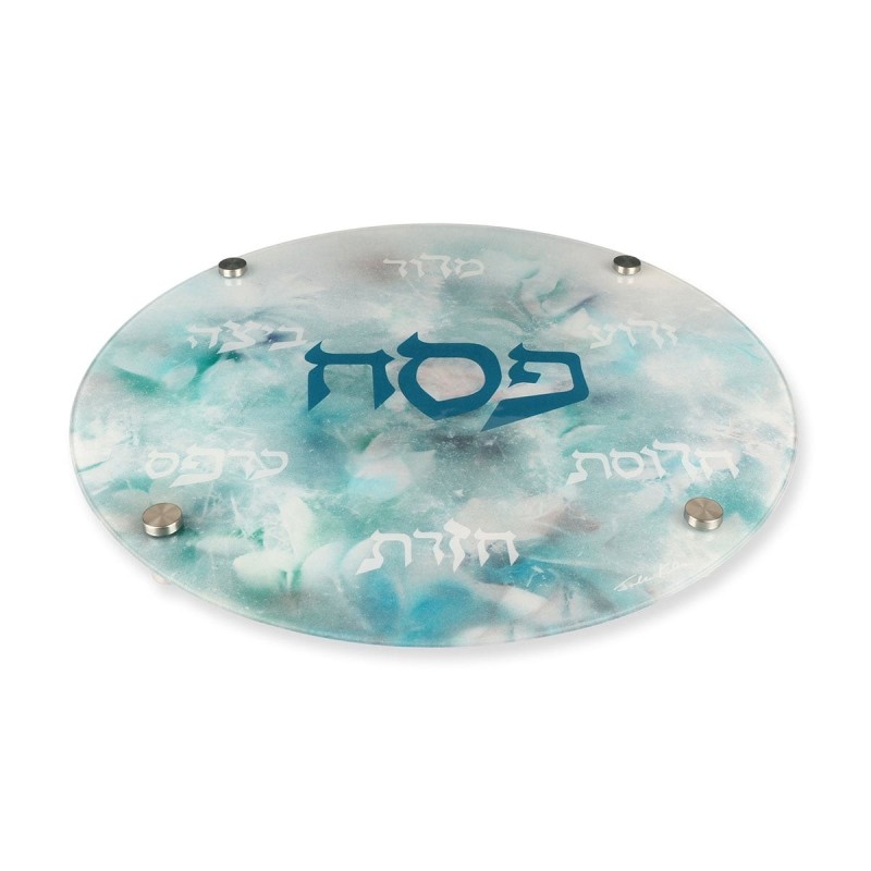 Glass Seder Plate With Marbled Design By Jordana Klein
