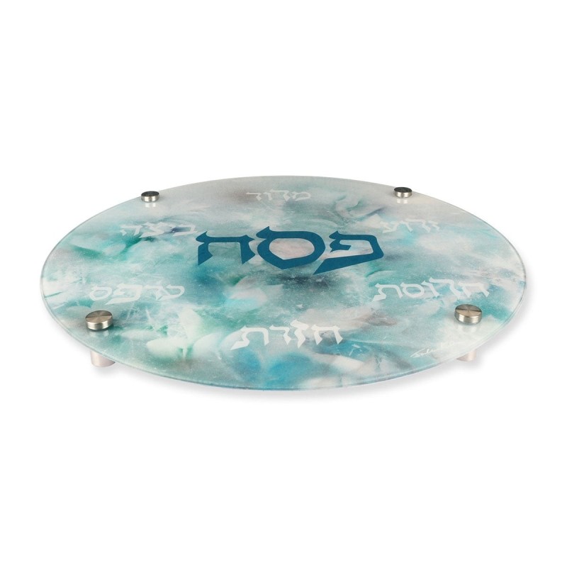 Glass Seder Plate With Marbled Design By Jordana Klein