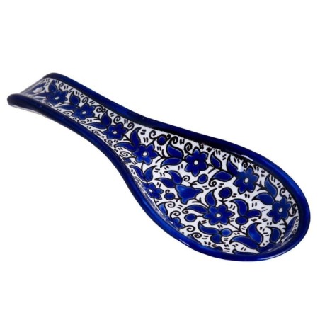Blue Flowers Spoon Rest. Armenian Ceramic