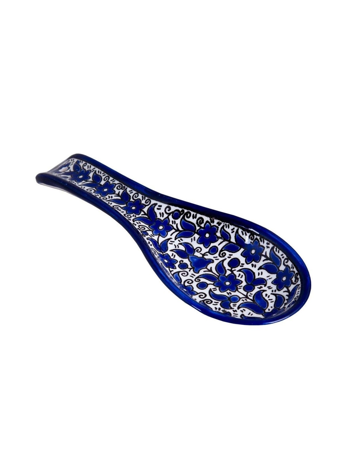 Blue Flowers Spoon Rest. Armenian Ceramic