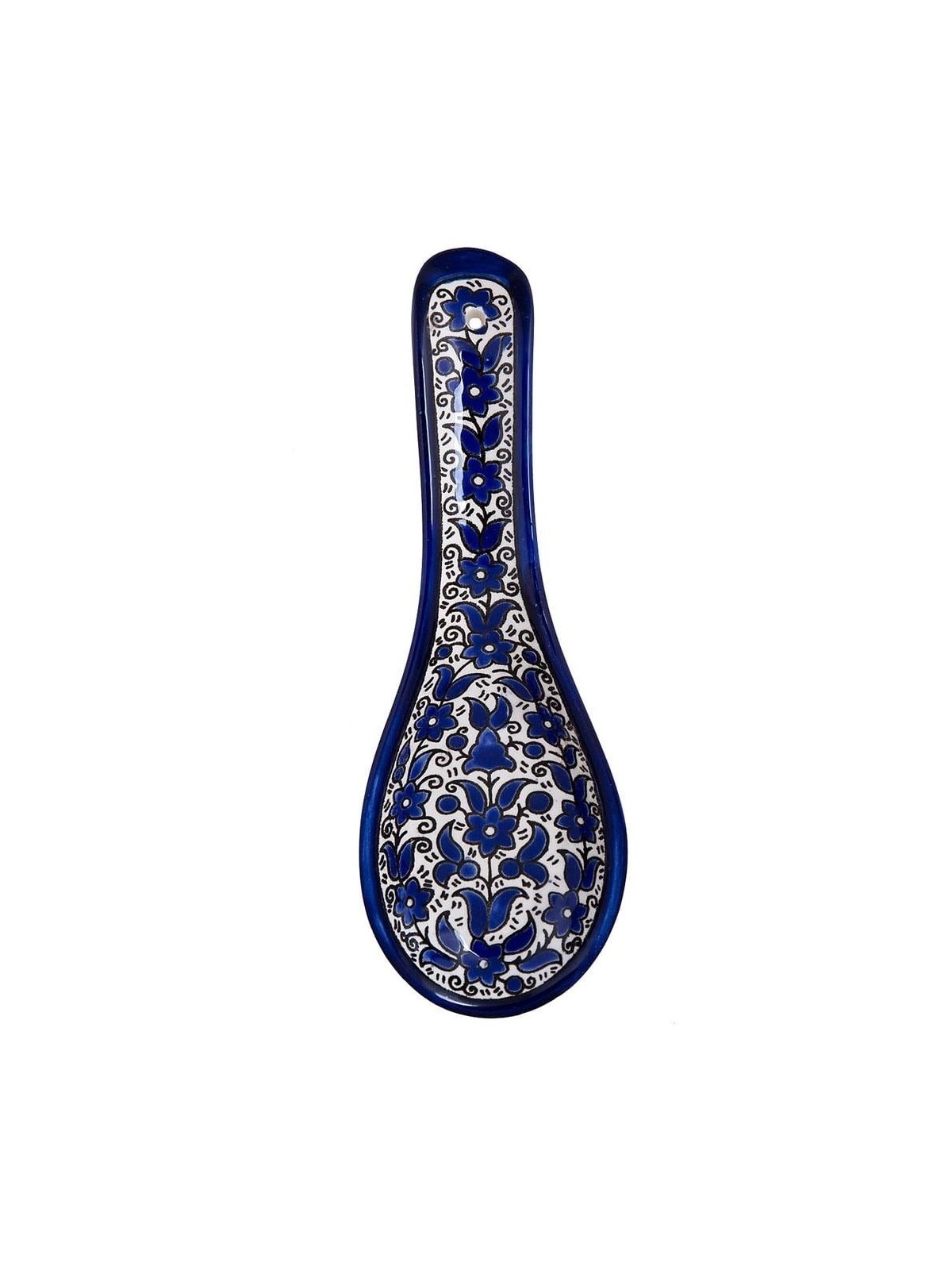 Blue Flowers Spoon Rest. Armenian Ceramic
