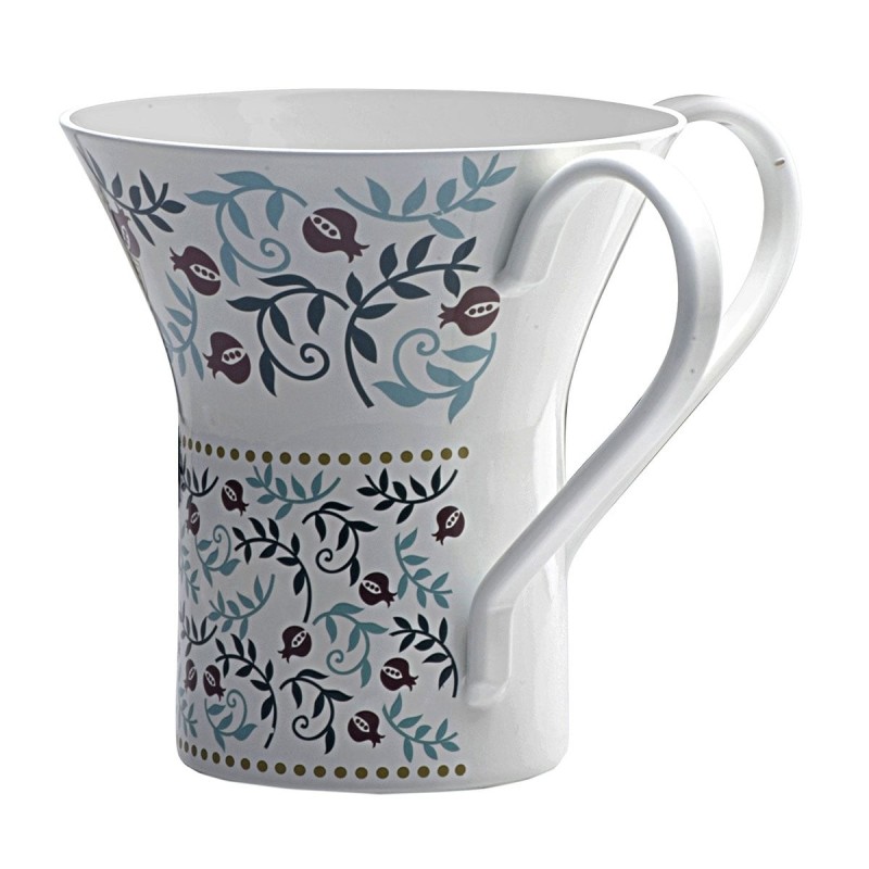 Dorit Judaica Pomegranates Netilat Yadayim Towel and Washing Cup Set