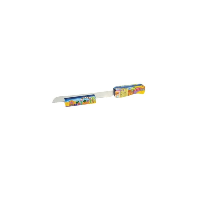Yair Emanuel Wooden Challah Board, Knife and Stand - Jerusalem