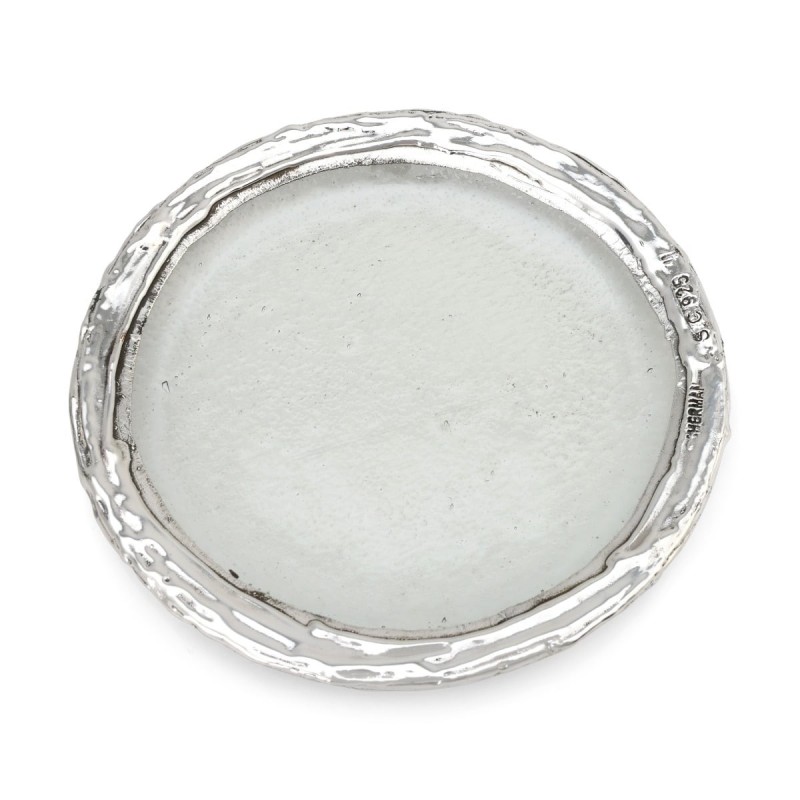 Handmade White Glass and Sterling Silver-Plated Stemless Kiddush Cup