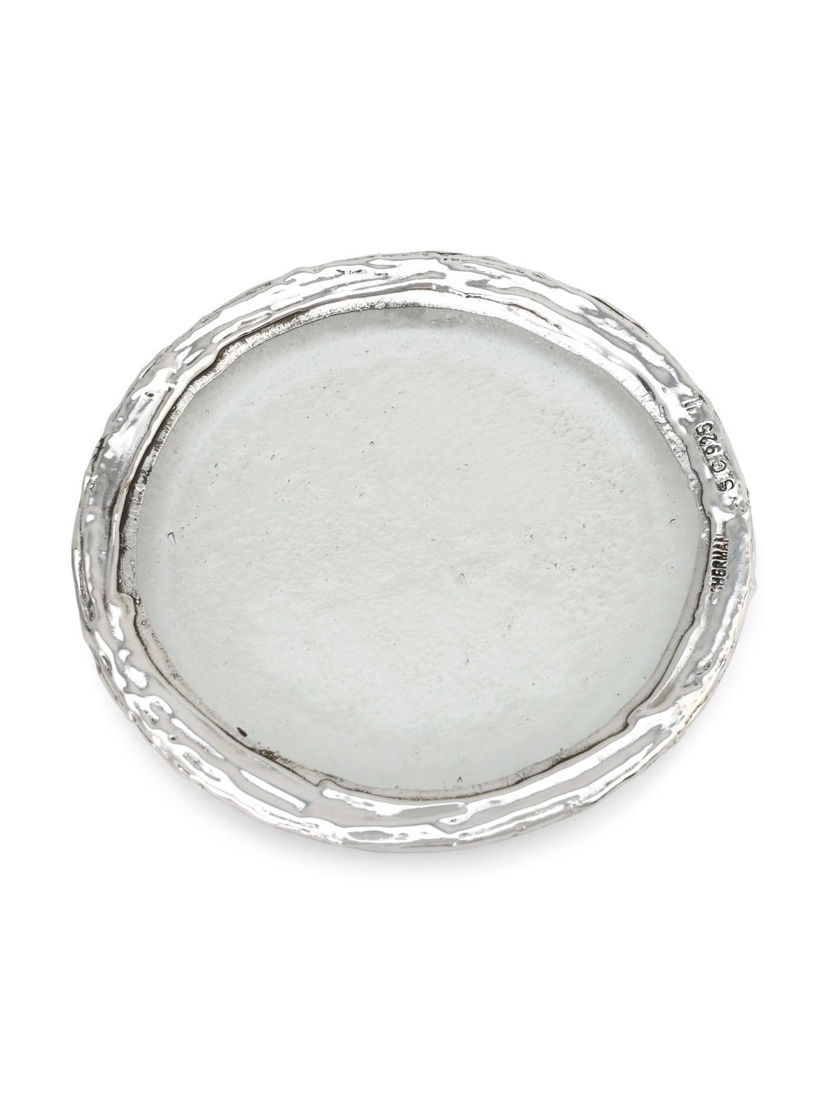 Handmade White Glass and Sterling Silver-Plated Stemless Kiddush Cup