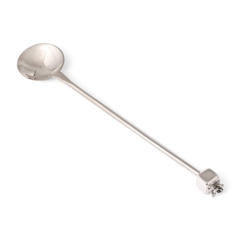 Bier Judaica 925 Sterling Silver Honey Spoon With Pomegranate Design