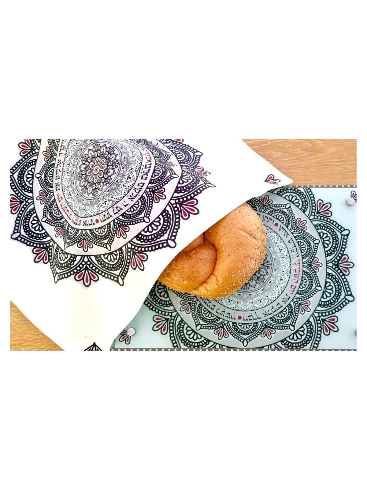 Dorit Judaica Challah Board With Mandala Pattern and Shabbat Verses (B